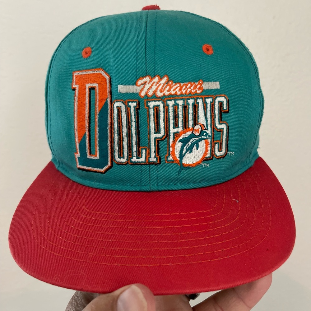 NWT Vintage Miami Dolphins Snapback Hat Teal Orange